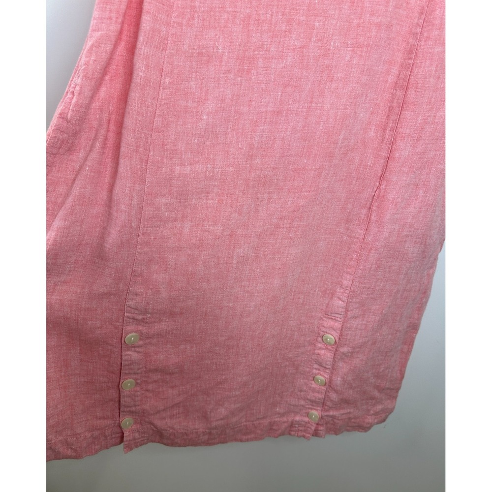 J. Jill Love Linen Shift Dress Pockets Sleeveless Button Bottom Coral Medium - Picture 6 of 11